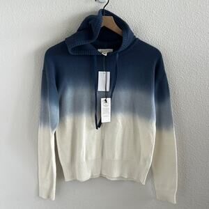 NWT Nordstrom Treasure & Bond Blue Ivory Ombre Knit Hooded Sweatshirt Hoodie XS